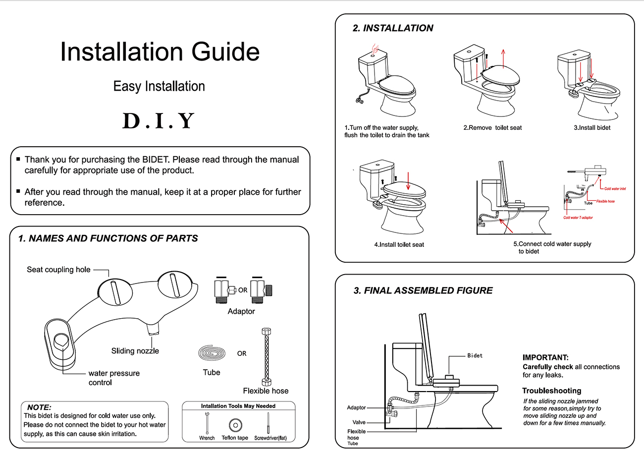 Dual Stream Bidet - Buy adjustable pressure bidet, easy installation ...