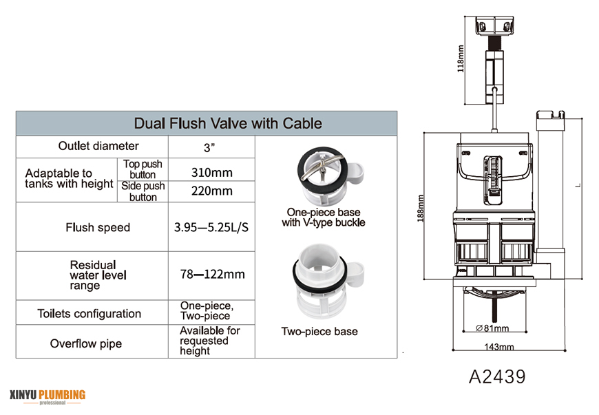 A2439 3" Dual Flush Valve